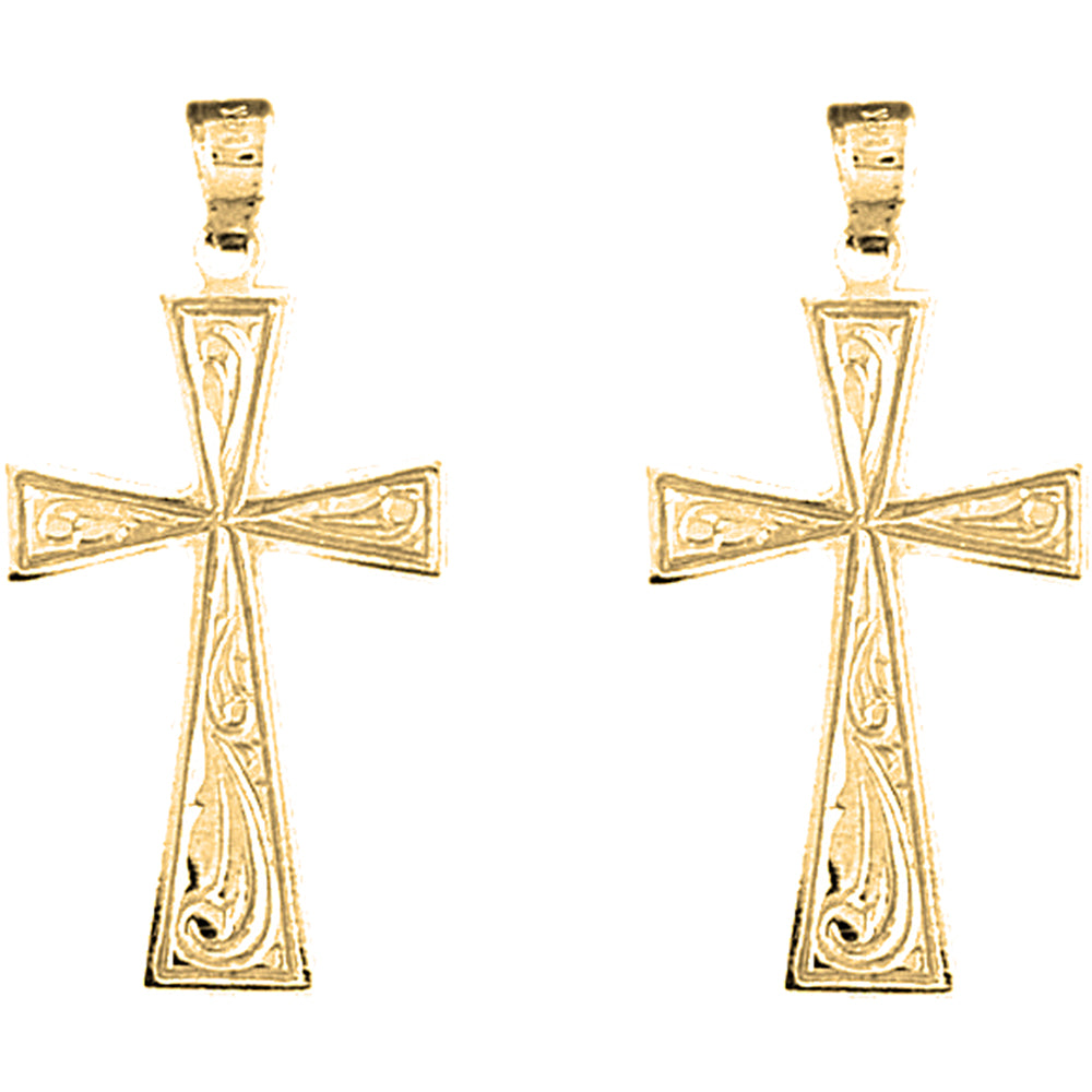 14K or 18K Gold 33mm Celtic Cross Earrings