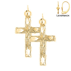 Sterling Silver 25mm Latin Cross Earrings (White or Yellow Gold Plated)