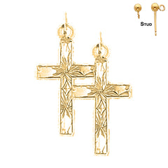 Sterling Silver 25mm Latin Cross Earrings (White or Yellow Gold Plated)