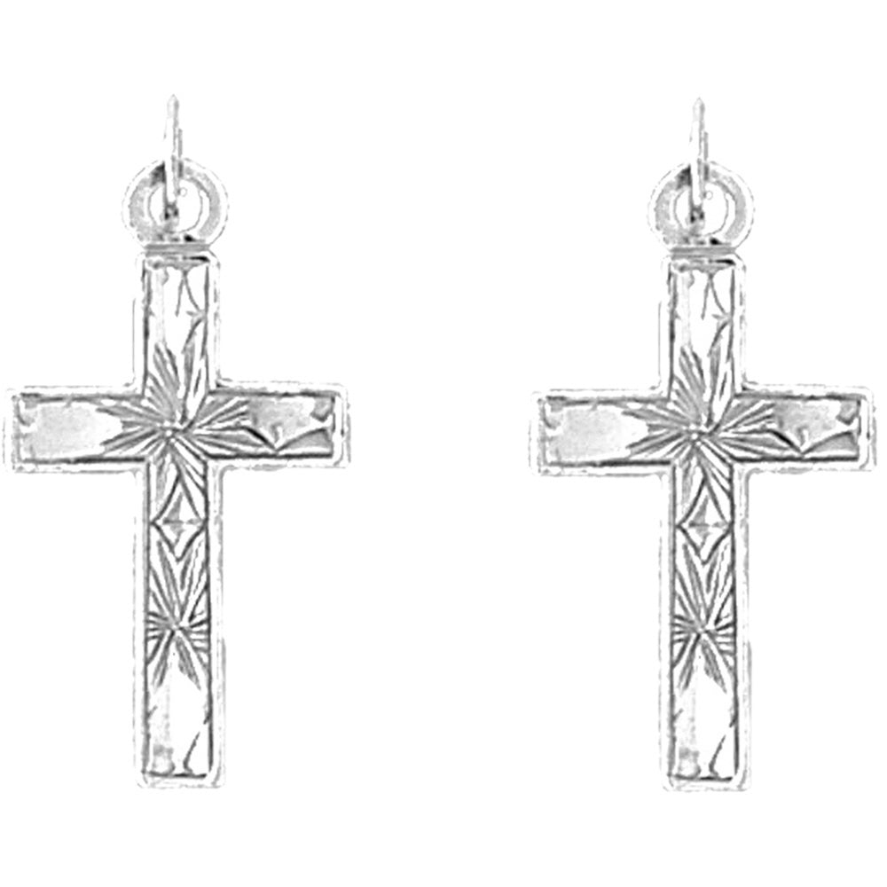 Sterling Silver 25mm Latin Cross Earrings