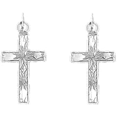 Sterling Silver 25mm Latin Cross Earrings