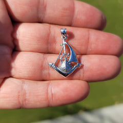 10K, 14K or 18K Gold Sailboat With Anchor Pendant