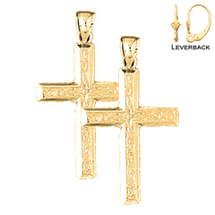 Sterling Silver 30mm Latin Cross Earrings (White or Yellow Gold Plated)