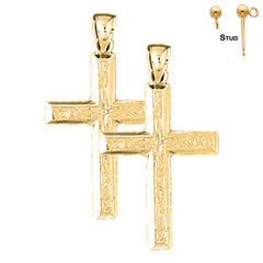 Sterling Silver 30mm Latin Cross Earrings (White or Yellow Gold Plated)