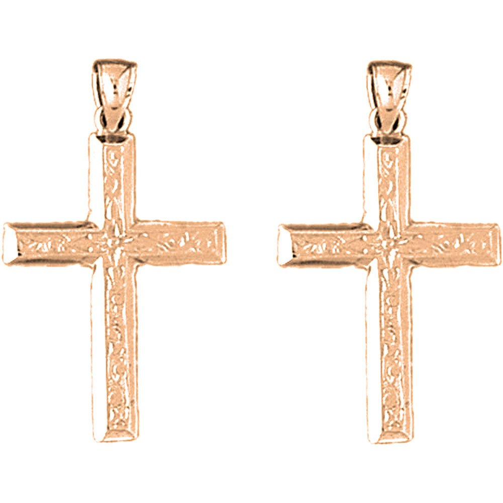 14K or 18K Gold 30mm Latin Cross Earrings