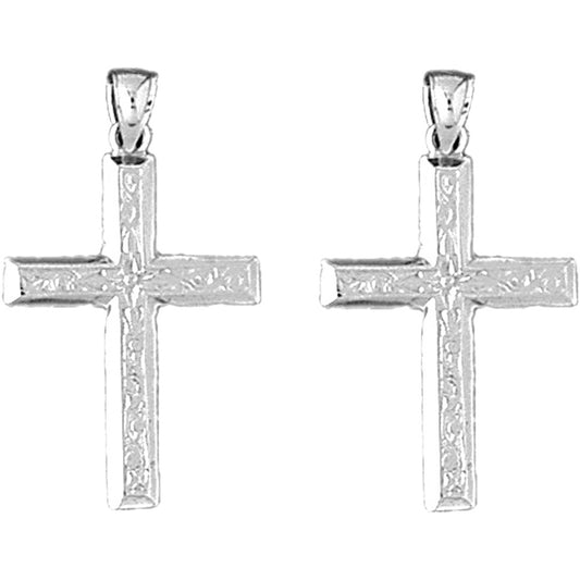 Sterling Silver 30mm Latin Cross Earrings