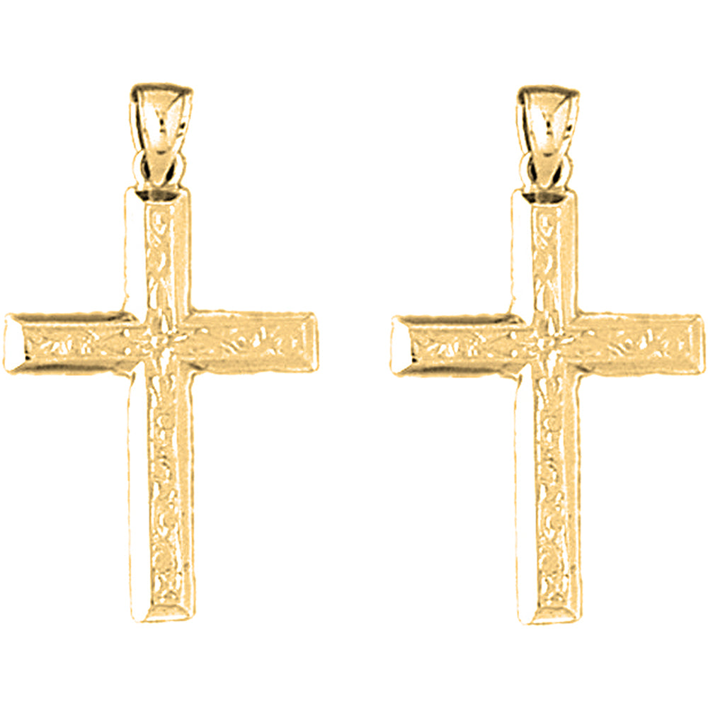 14K or 18K Gold 30mm Latin Cross Earrings