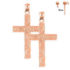 14K or 18K Gold Latin Cross Earrings