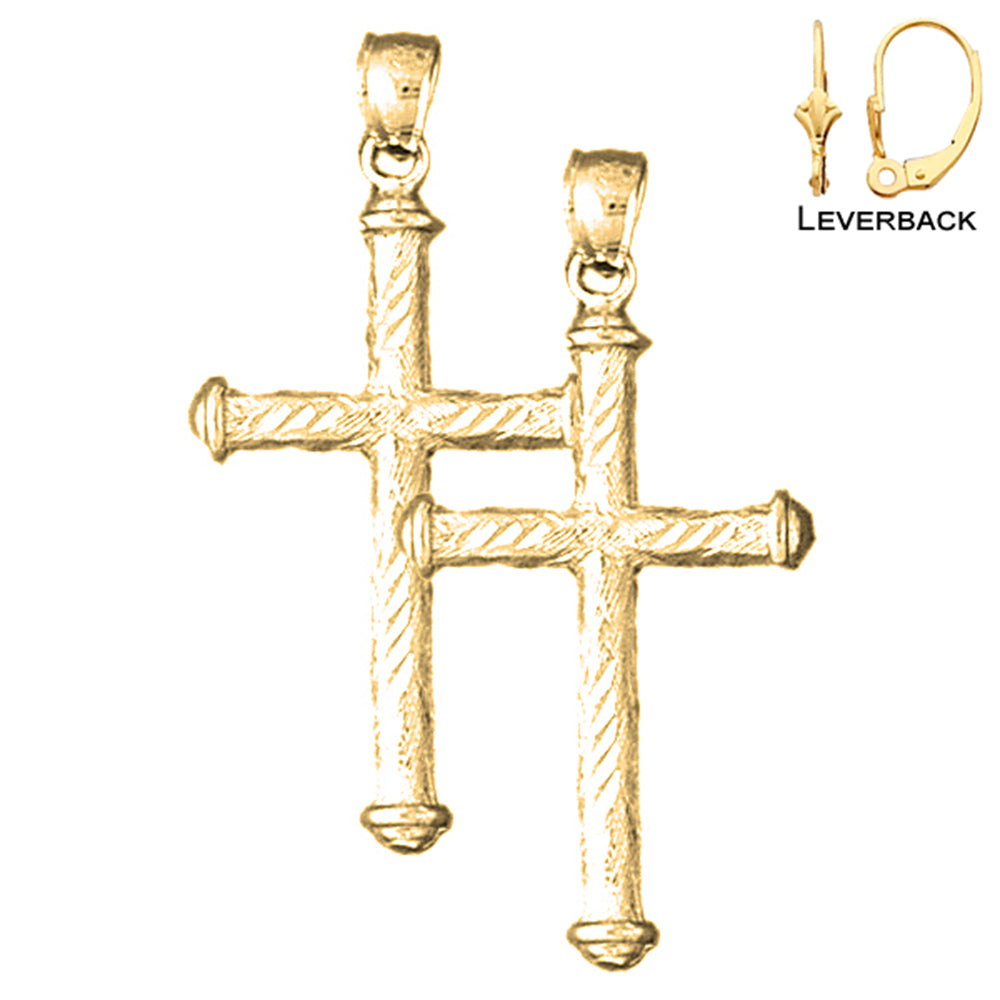 14K or 18K Gold Other Cross Earrings