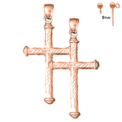 14K or 18K Gold Other Cross Earrings