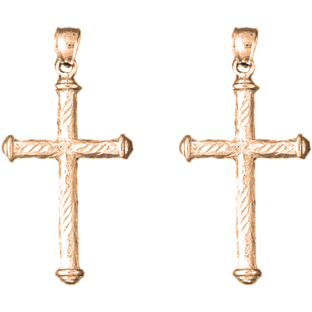 14K or 18K Gold 39mm Other Cross Earrings