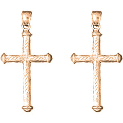 14K or 18K Gold 39mm Other Cross Earrings