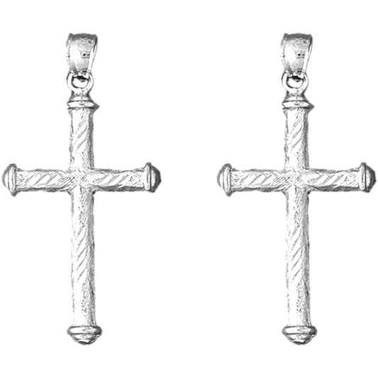 Sterling Silver 39mm Other Cross Earrings