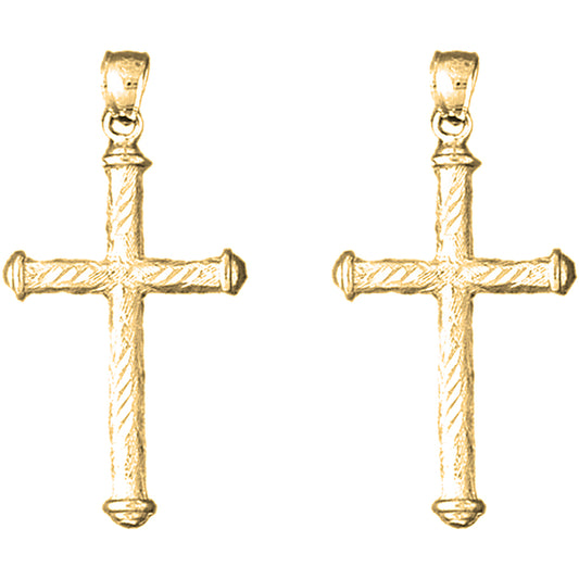 Yellow Gold-plated Silver 39mm Other Cross Earrings