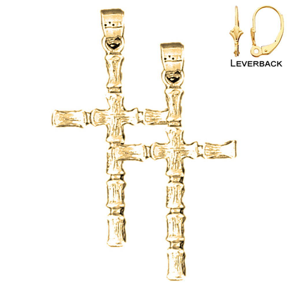 14K or 18K Gold Other Cross Earrings