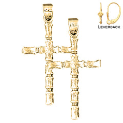 Sterling Silver 33mm Other Cross Earrings (White or Yellow Gold Plated)