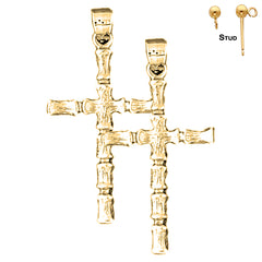 Sterling Silver 33mm Other Cross Earrings (White or Yellow Gold Plated)
