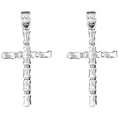 Sterling Silver 33mm Other Cross Earrings
