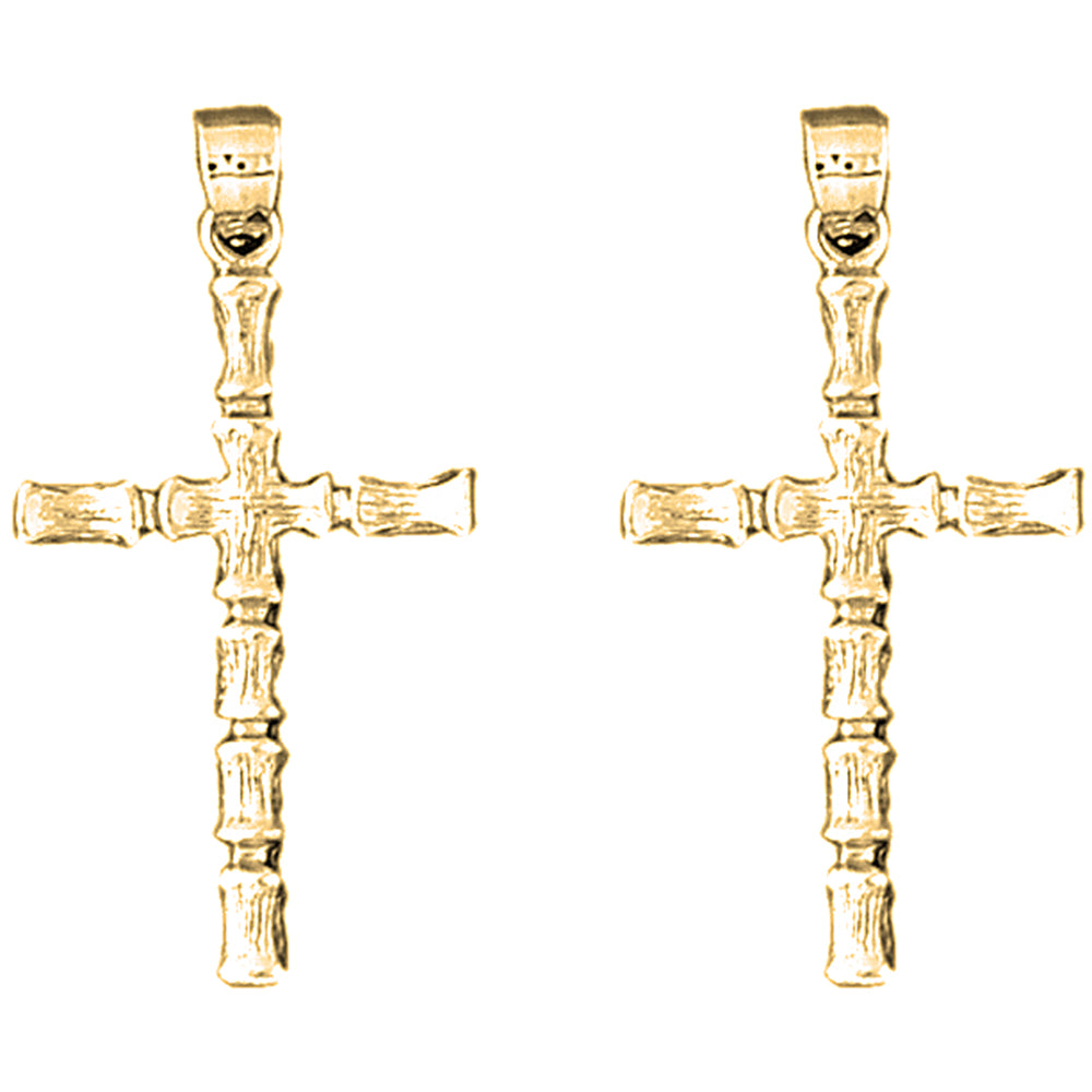 14K or 18K Gold 33mm Other Cross Earrings