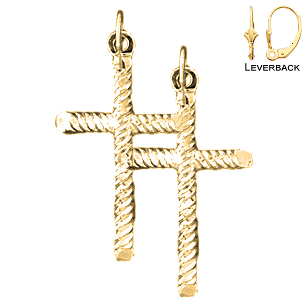 14K or 18K Gold Latin Cross Earrings