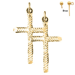 Sterling Silver 32mm Latin Cross Earrings (White or Yellow Gold Plated)