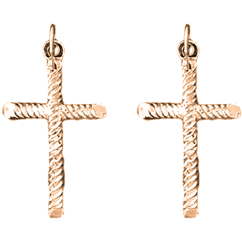 14K or 18K Gold 32mm Latin Cross Earrings