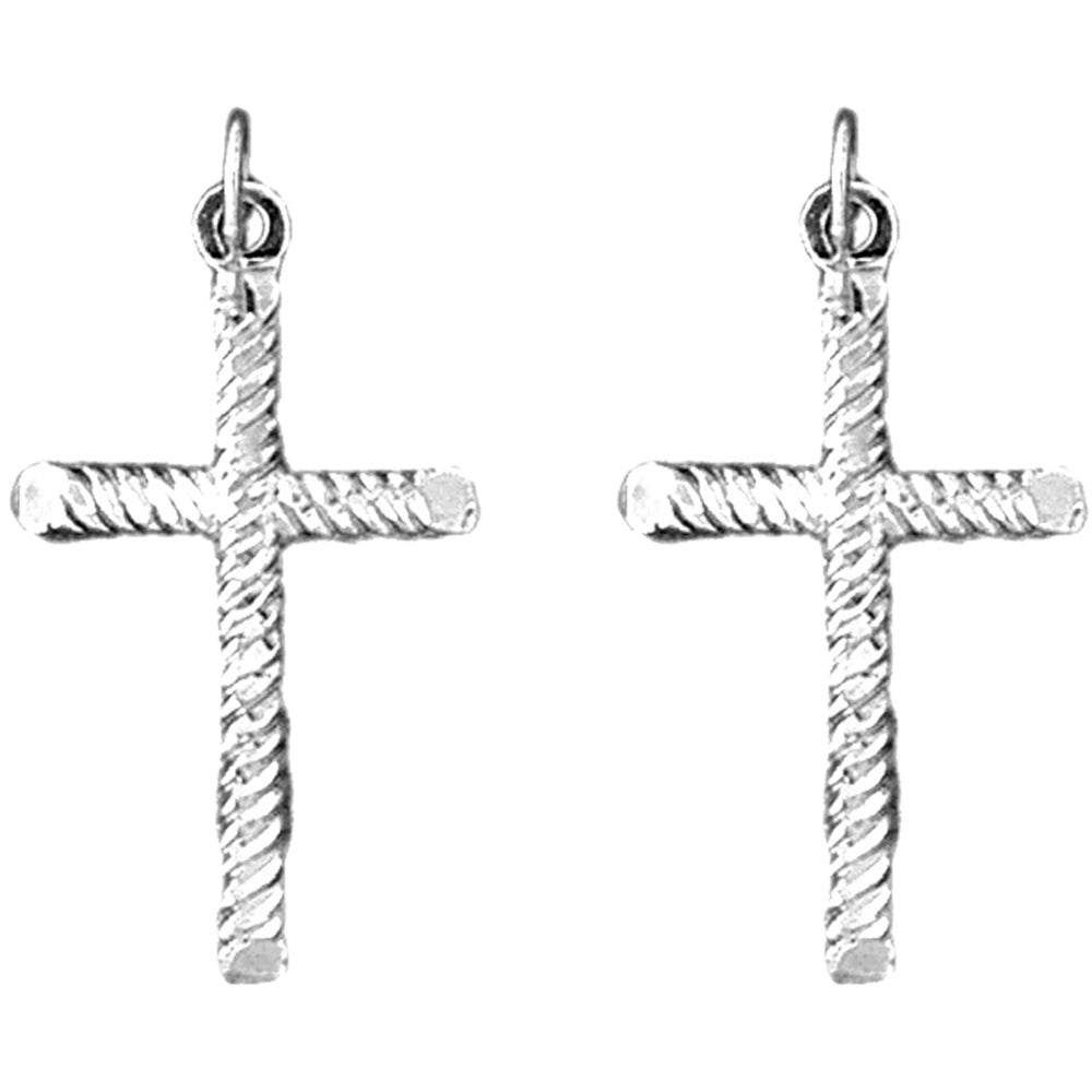 14K or 18K Gold 32mm Latin Cross Earrings