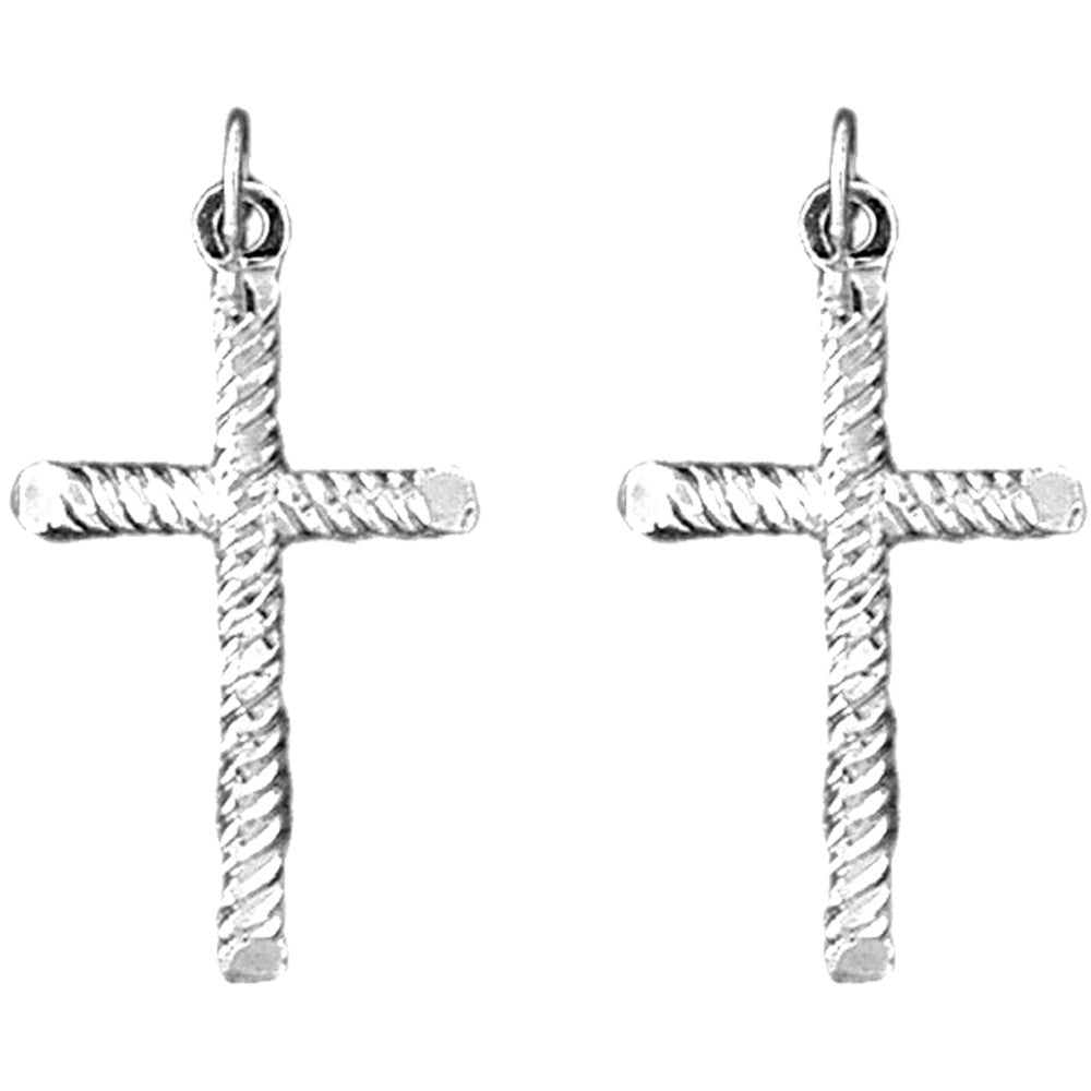 Sterling Silver 32mm Latin Cross Earrings