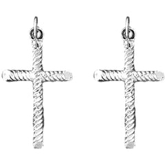 Sterling Silver 32mm Latin Cross Earrings