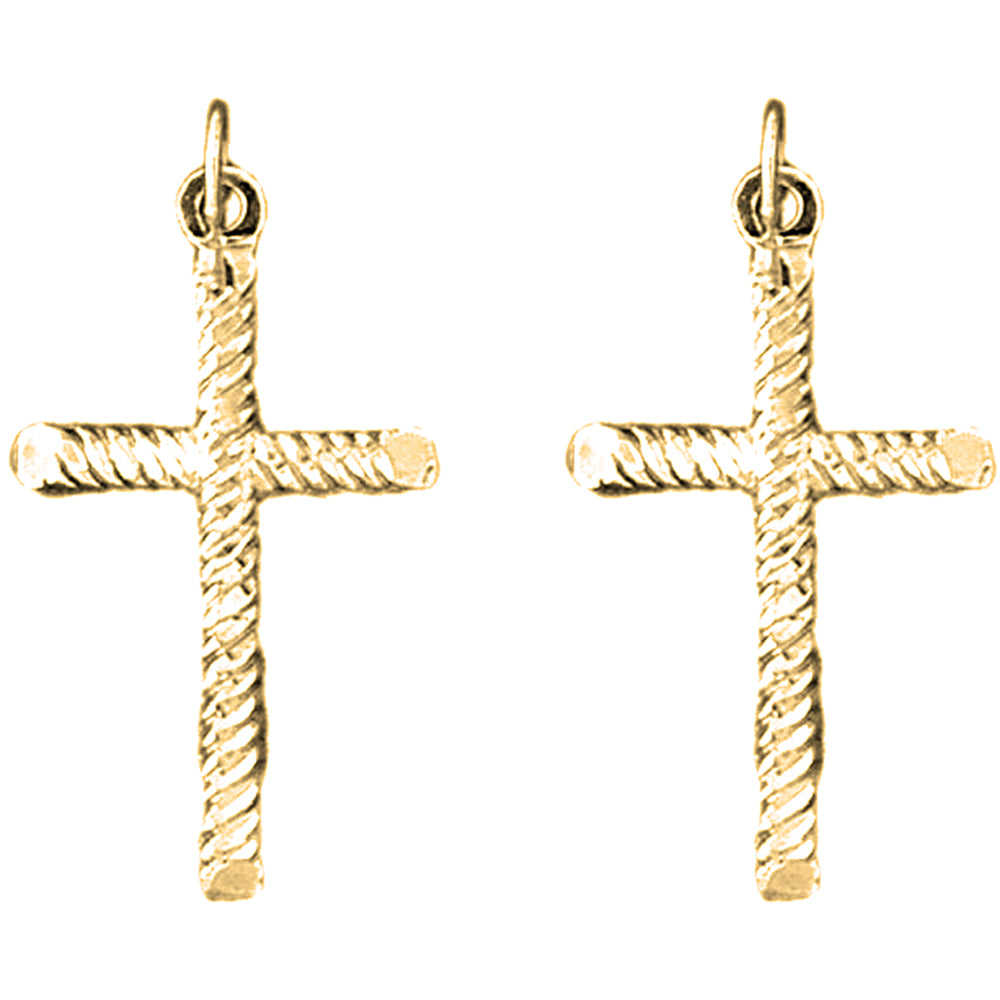 14K or 18K Gold 32mm Latin Cross Earrings