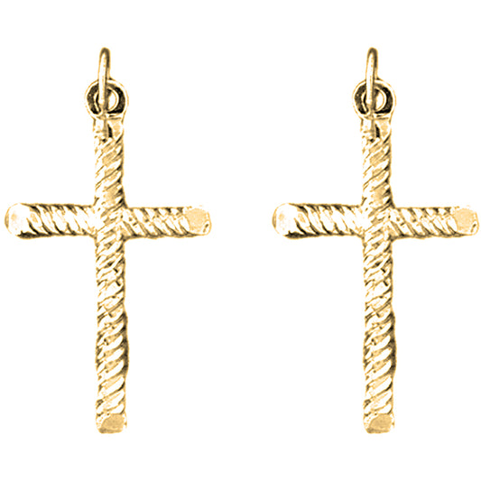 14K or 18K Gold 32mm Latin Cross Earrings