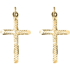 Yellow Gold-plated Silver 32mm Latin Cross Earrings