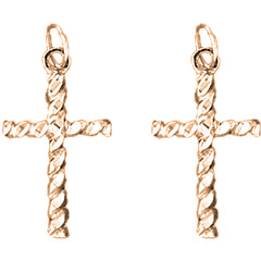 14K or 18K Gold 27mm Latin Cross Earrings