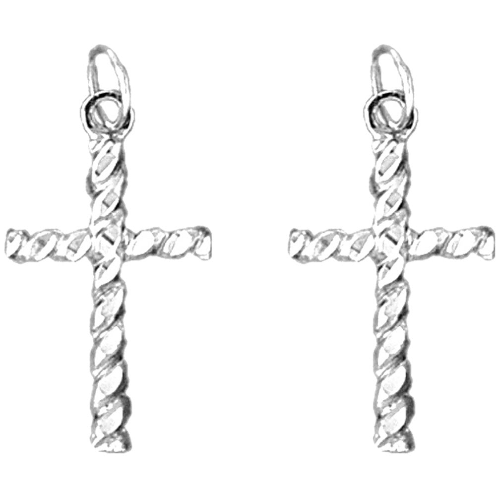 Sterling Silver 27mm Latin Cross Earrings