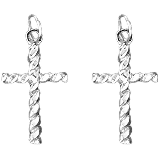 Sterling Silver 27mm Latin Cross Earrings