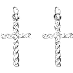 Sterling Silver 27mm Latin Cross Earrings