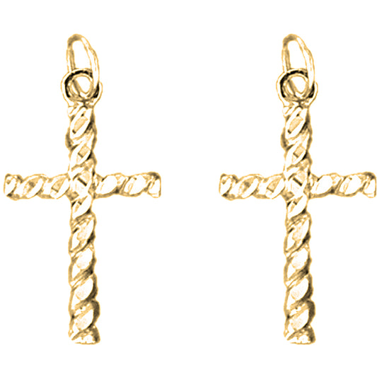 14K or 18K Gold 27mm Latin Cross Earrings