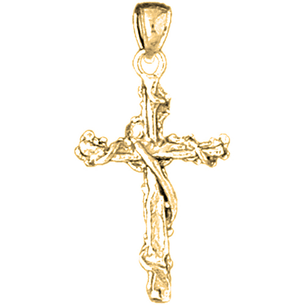 14K or 18K Gold Floral Cross Pendant