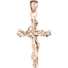 14K or 18K Gold Floral Cross Pendant