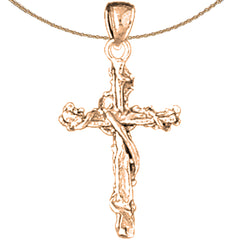 14K or 18K Gold Floral Cross Pendant