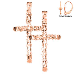 14K or 18K Gold Floral Cross Earrings