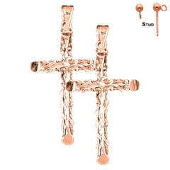 14K oder 18K Gold Florale Kreuz Ohrringe