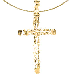 14K or 18K Gold Floral Cross Pendant