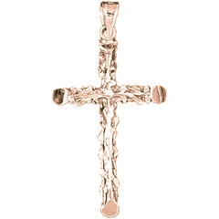 14K or 18K Gold Floral Cross Pendant