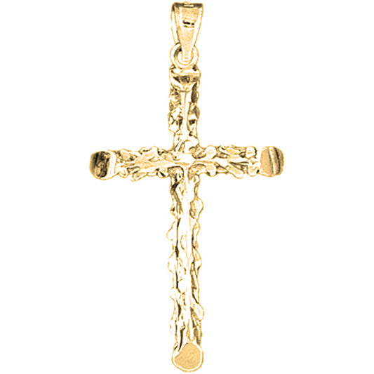 14K or 18K Gold Floral Cross Pendant