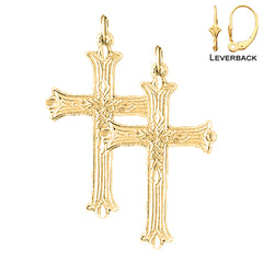 14K or 18K Gold Budded Cross Earrings