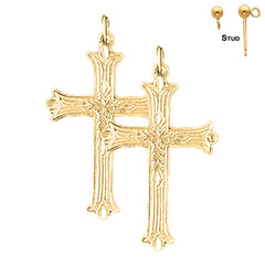 14K or 18K Gold Budded Cross Earrings