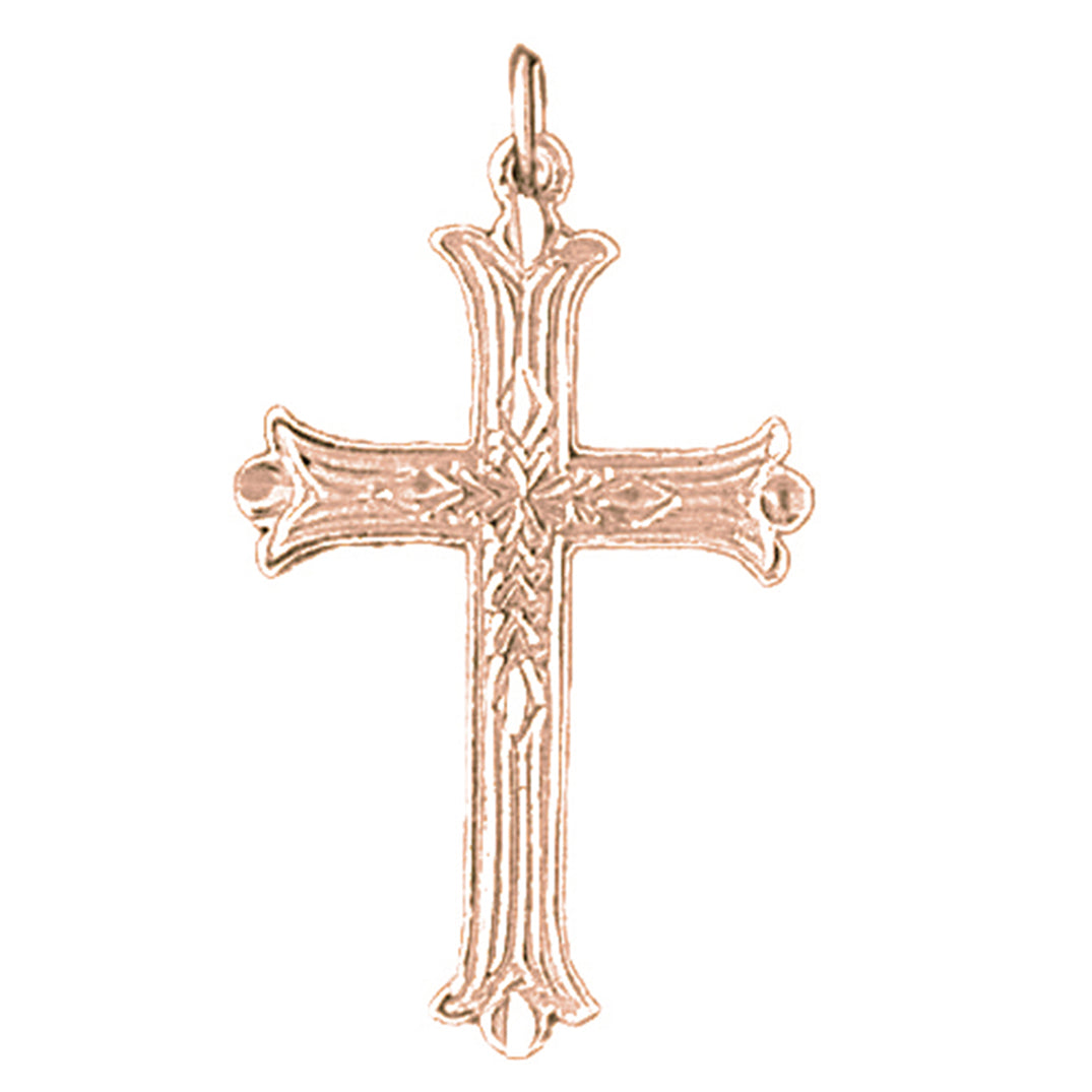 14K or 18K Gold Budded Cross Pendant