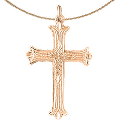 Colgante de cruz con brotes de oro de 14 quilates o 18 quilates