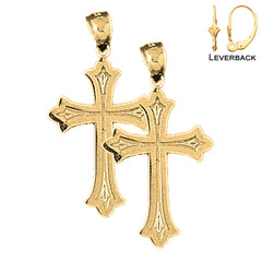 14K or 18K Gold Budded Cross Earrings